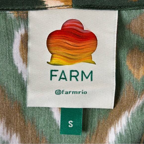 Farm Rio Pineapple Ikat Asymmetric Hem Wrap Dress Beaded Small - Picture 5 of 14